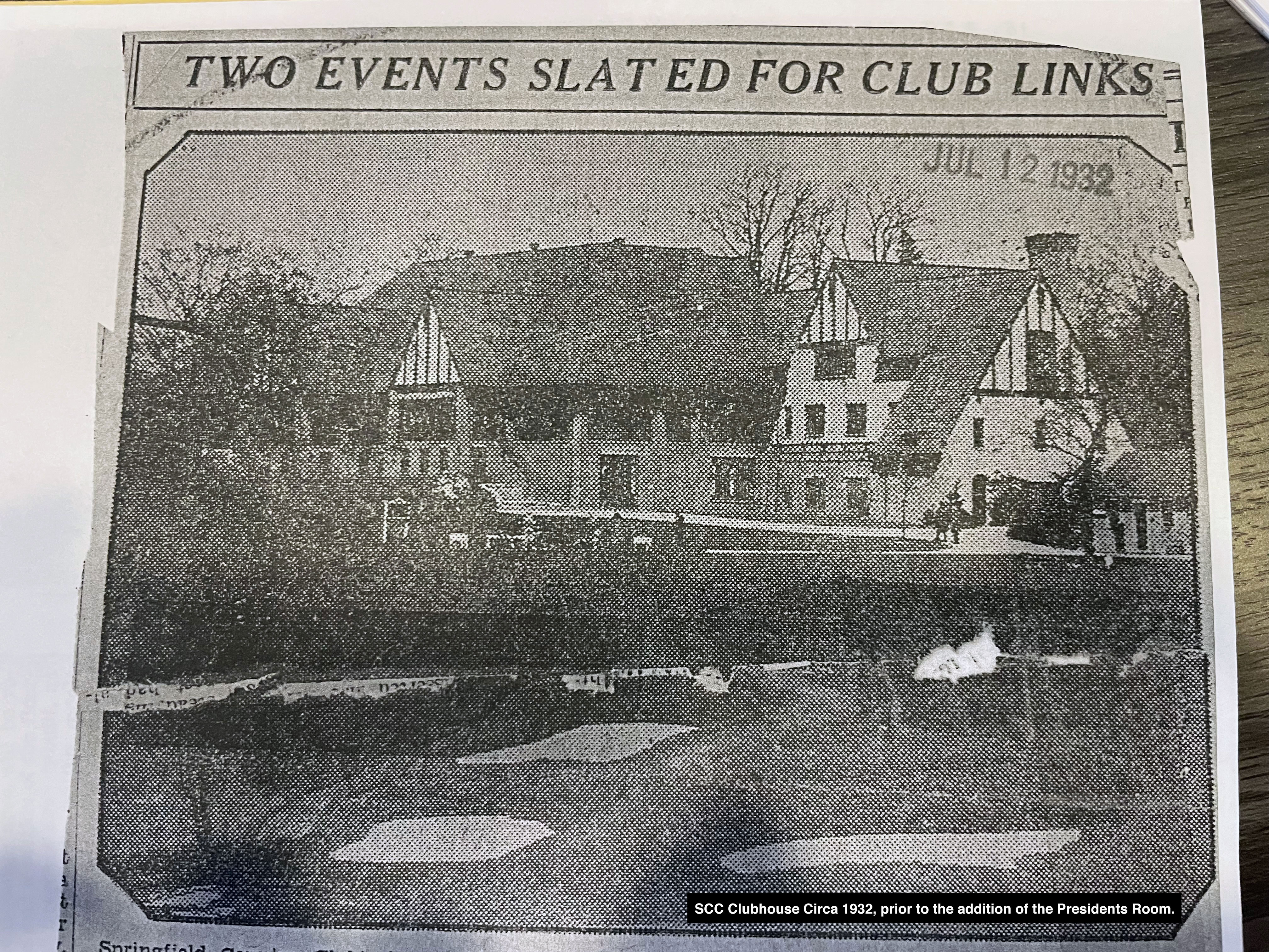 SCC Clubhouse Circa 1932, prior to the addition of the Presidents Room
